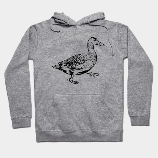 Line drawing - duck Hoodie by Modern Medieval Design